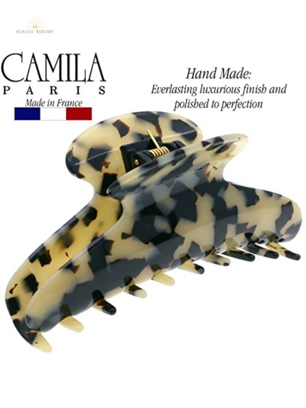 Large 4in Hair Claw Clip for Thick Hair, Cellulose Acetate, Handmade in France,